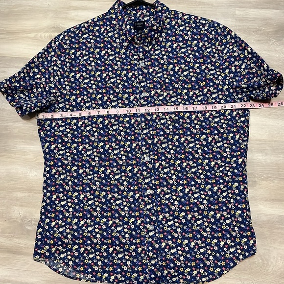 JCrew Flex Floral Short Sleeve Button Front Cotton Blend Shirt Sz L - Picture 7 of 11